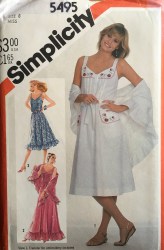 5495 SIMPLICITY 1982 PULLOVER STRAPPY SUNDRESS LENGTHS, SHAWL PATTERN 16 or 10 choice  UNCUT